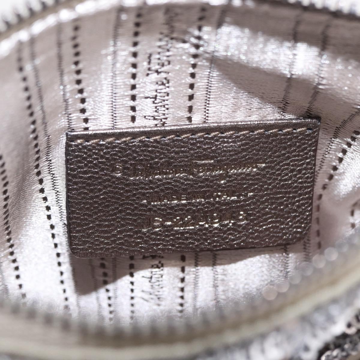 Salvatore Ferragamo Mini Pouch Sequin Silver Auth 210533A