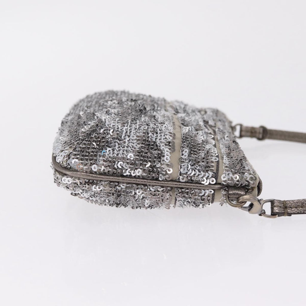 Salvatore Ferragamo Mini Pouch Sequin Silver Auth 210533A