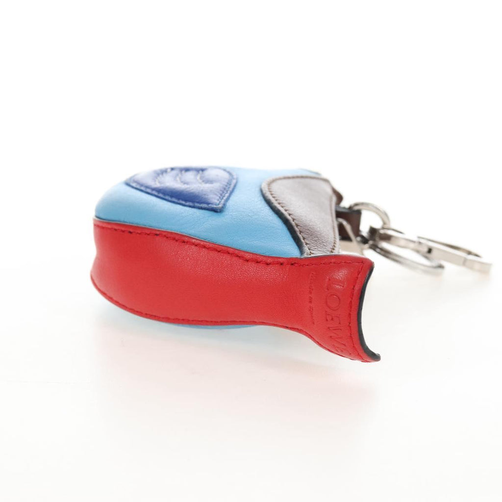 LOEWE Coin Purse Leather Light Blue Silver Auth 210536V