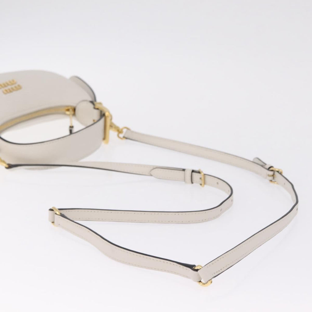 Miu Miu Hobo Hand Bag Leather 2way White Gold Auth 210603SAM