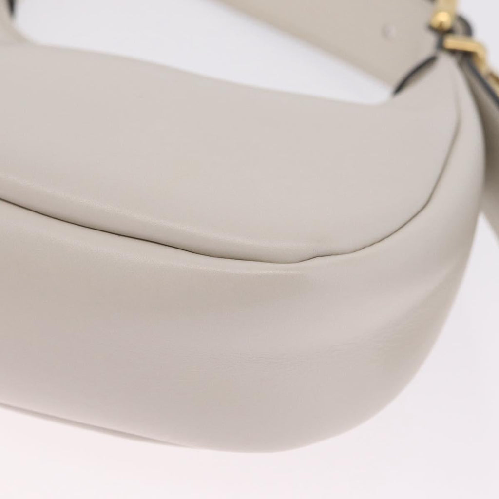 Miu Miu Hobo Hand Bag Leather 2way White Gold Auth 210603SAM