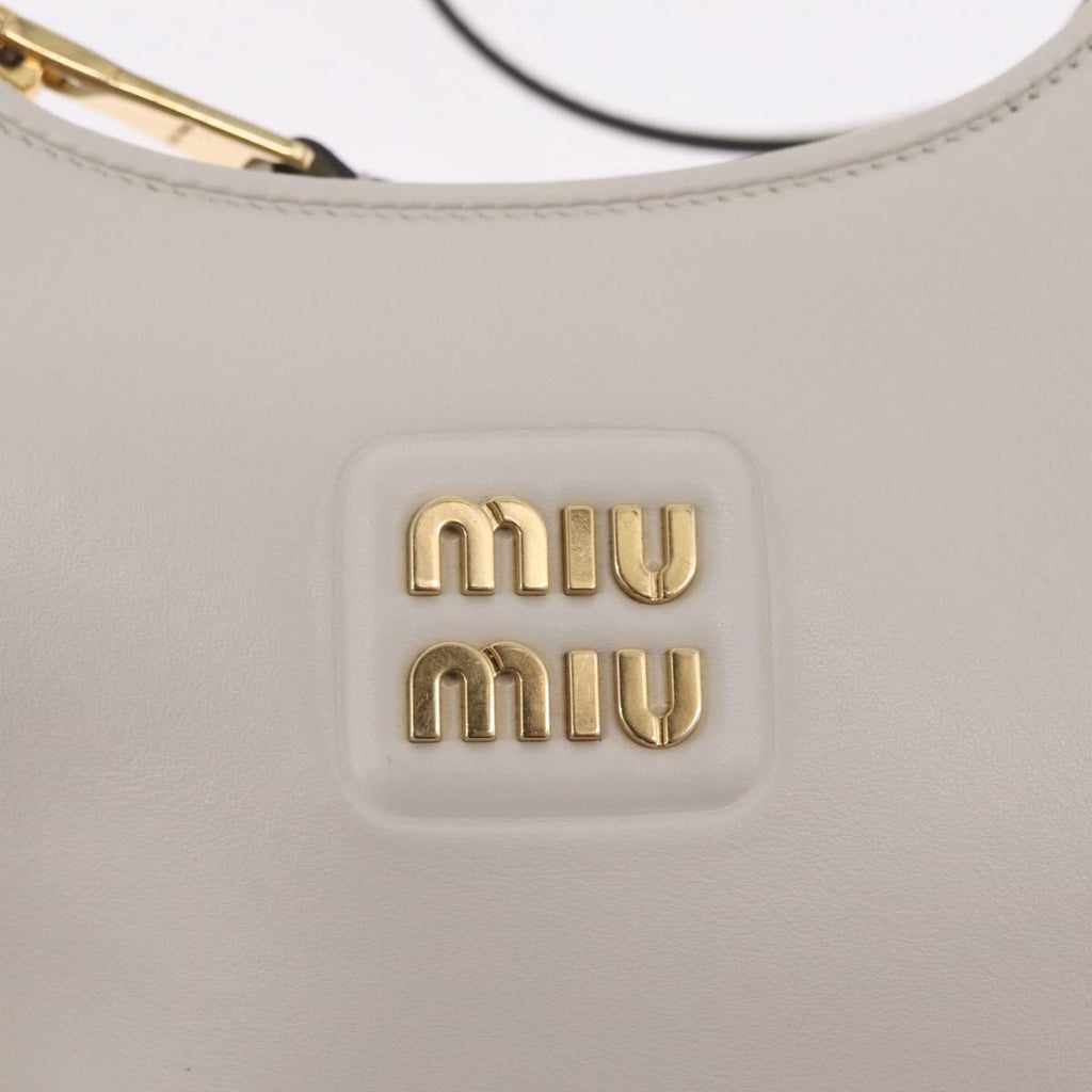 Miu Miu Hobo Hand Bag Leather 2way White Gold Auth 210603SAM