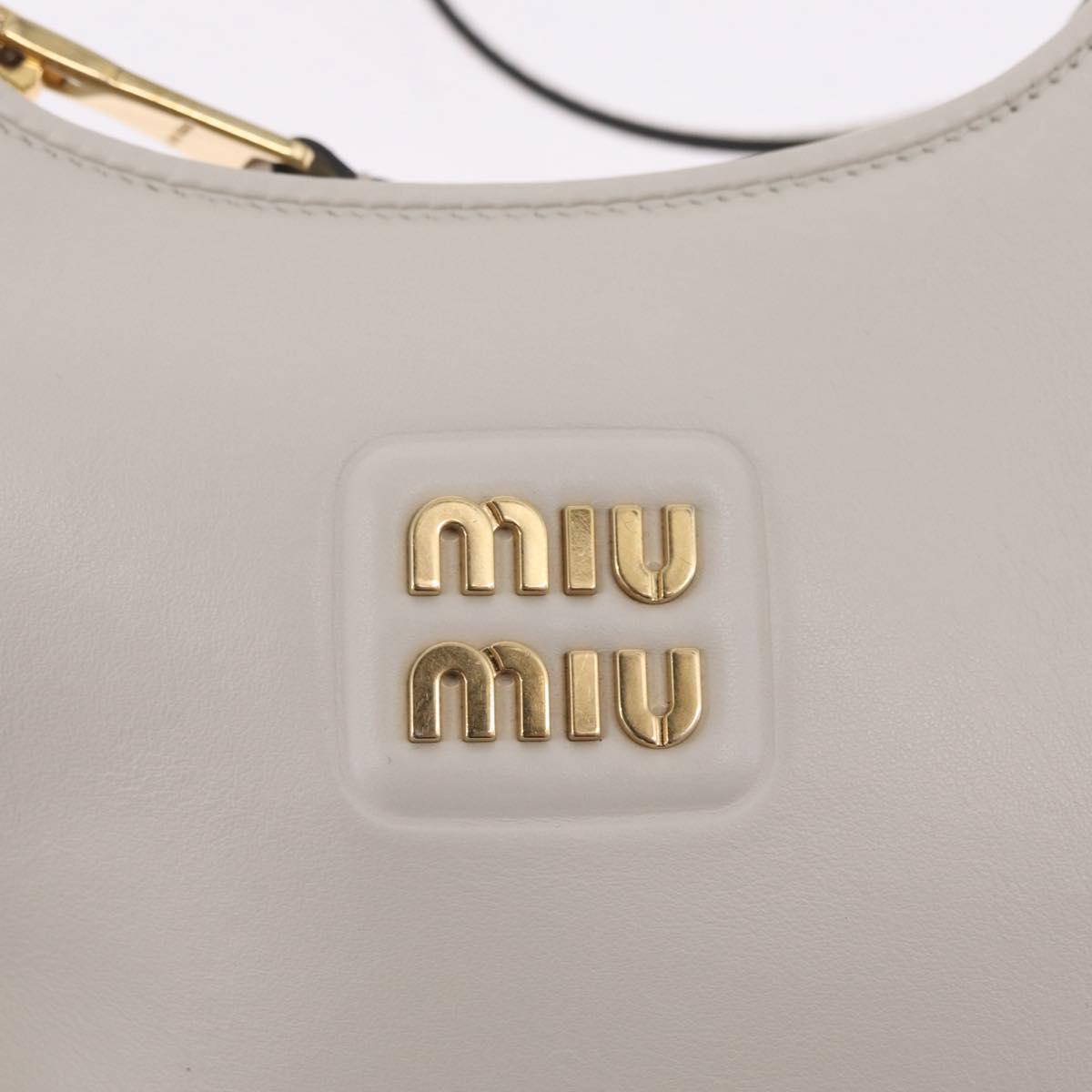 Miu Miu Hobo Hand Bag Leather 2way White Gold Auth 210603SAM