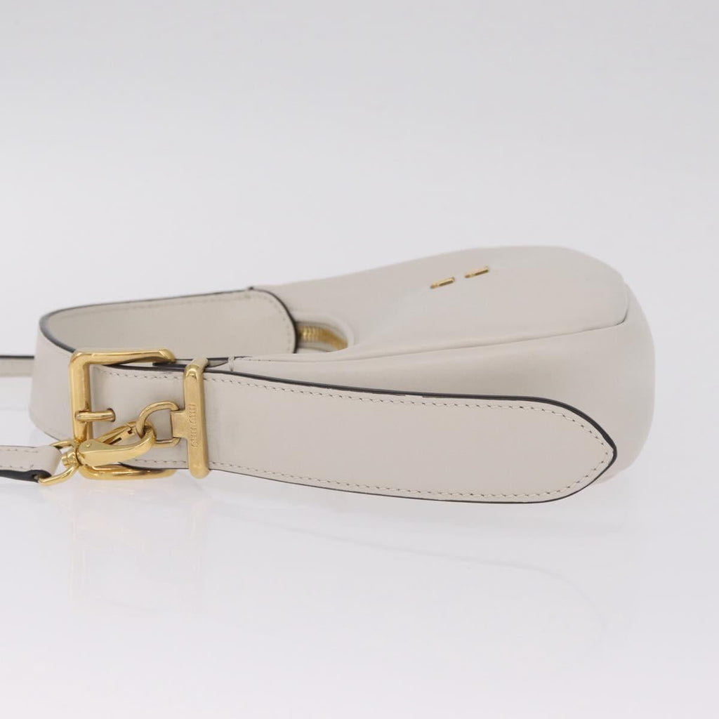 Miu Miu Hobo Hand Bag Leather 2way White Gold Auth 210603SAM