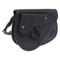 Christian Dior Saddle Messenger Shoulder Bag Leather Navy Silver Auth 210641V