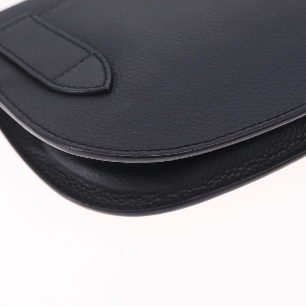 Christian Dior Saddle Messenger Shoulder Bag Leather Navy Silver Auth 210641V