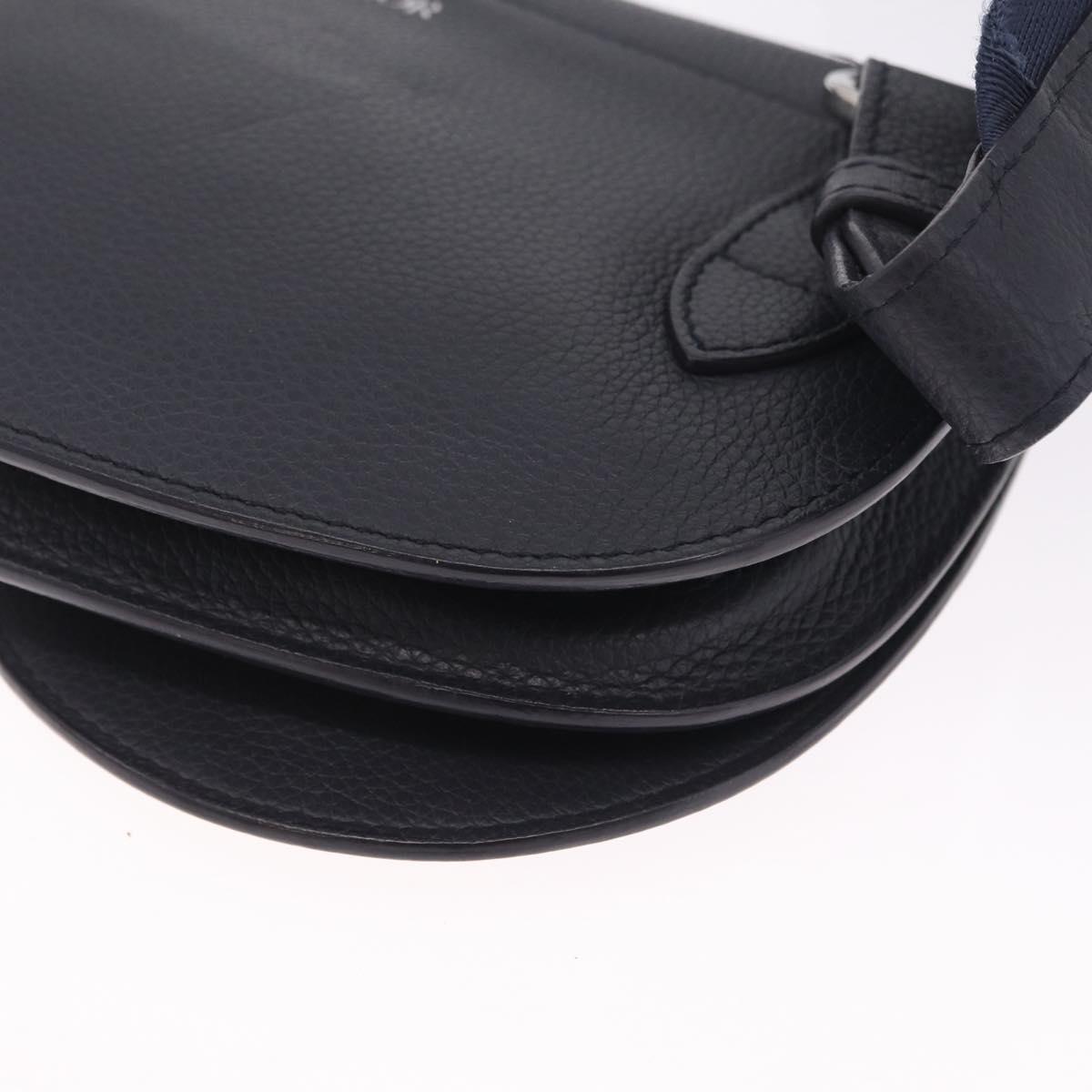 Christian Dior Saddle Messenger Shoulder Bag Leather Navy Silver Auth 210641V