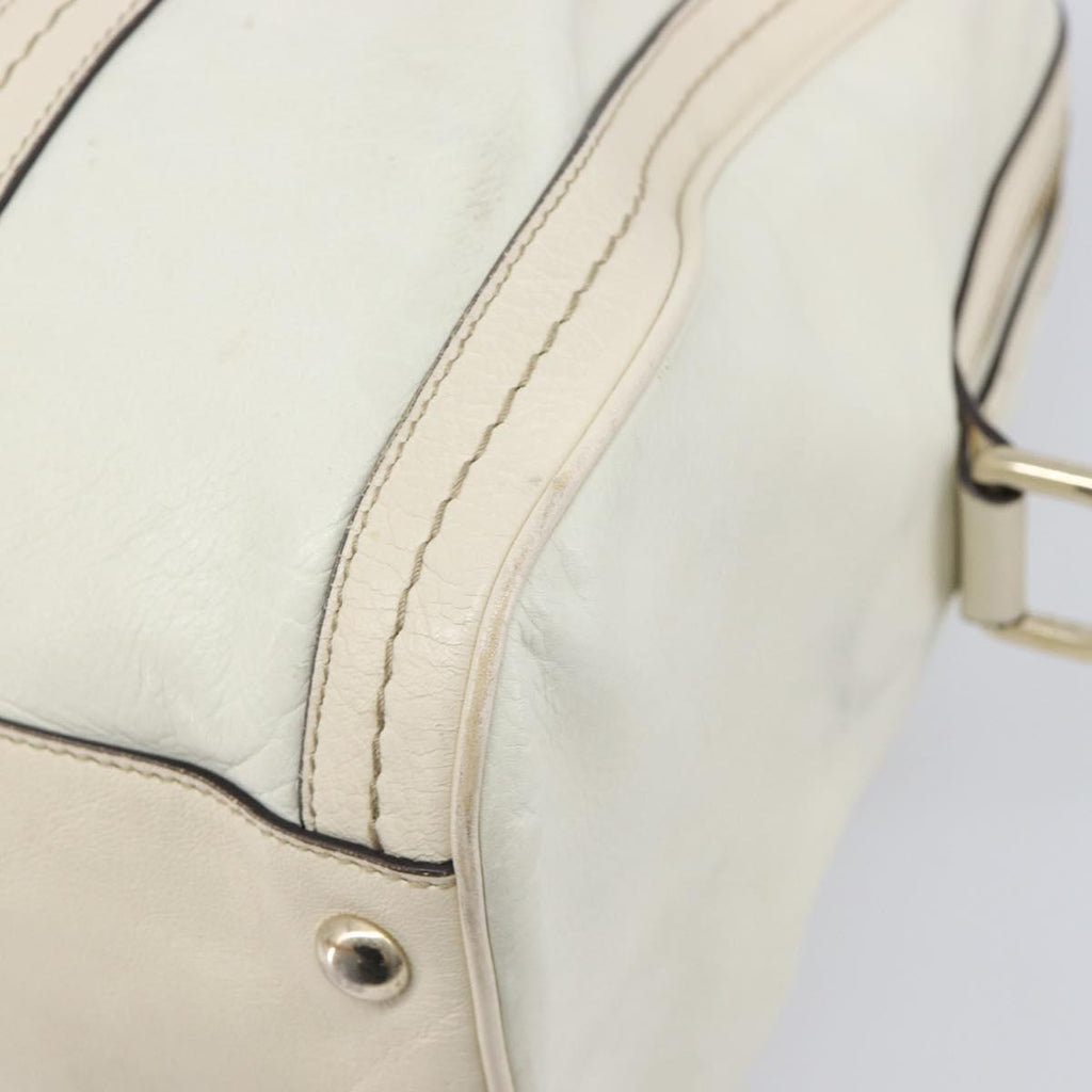 GUCCI Duchess Hysteria Hand Bag Leather White Gold 181488 Auth 210643