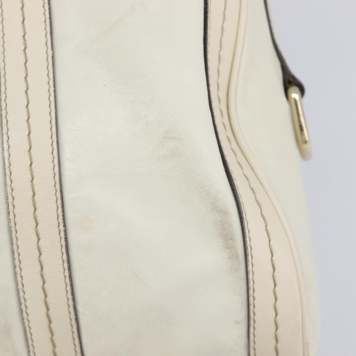 GUCCI Duchess Hysteria Hand Bag Leather White Gold 181488 Auth 210643