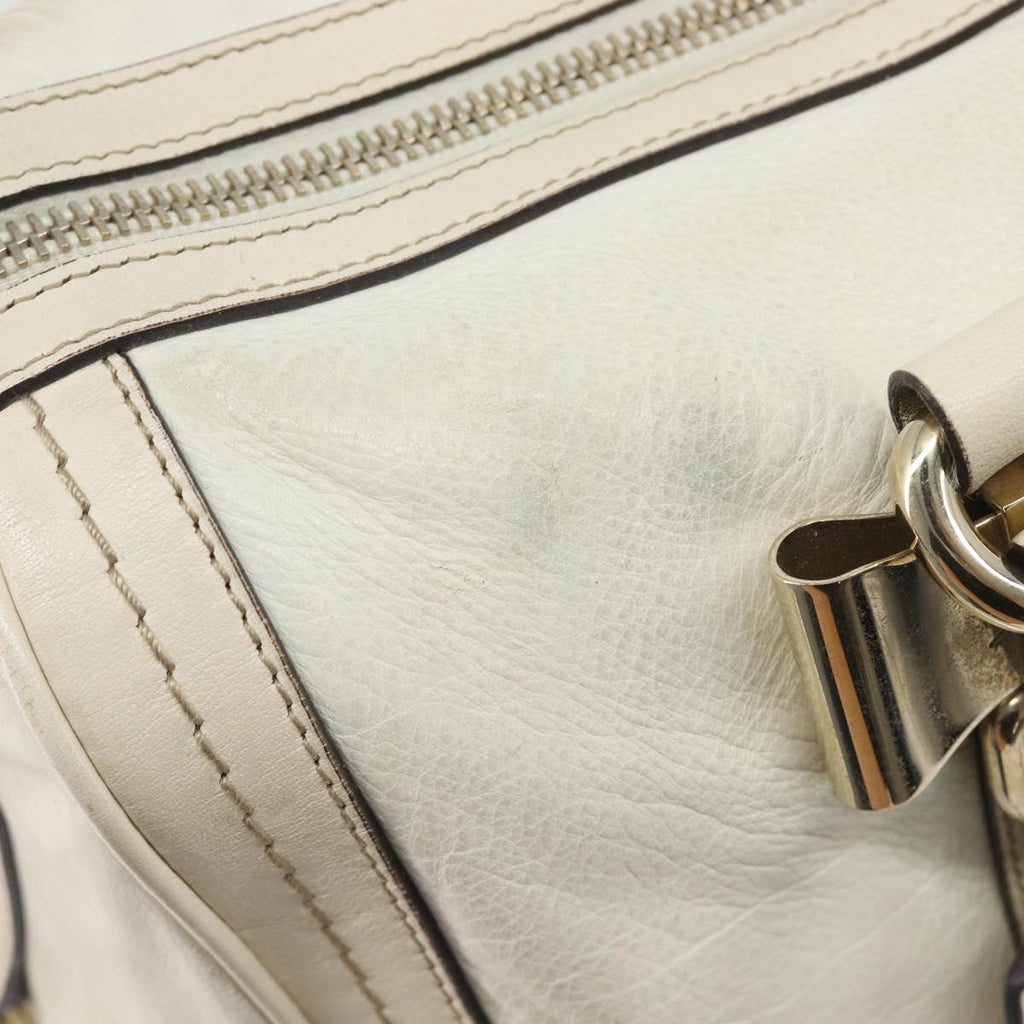 GUCCI Duchess Hysteria Hand Bag Leather White Gold 181488 Auth 210643