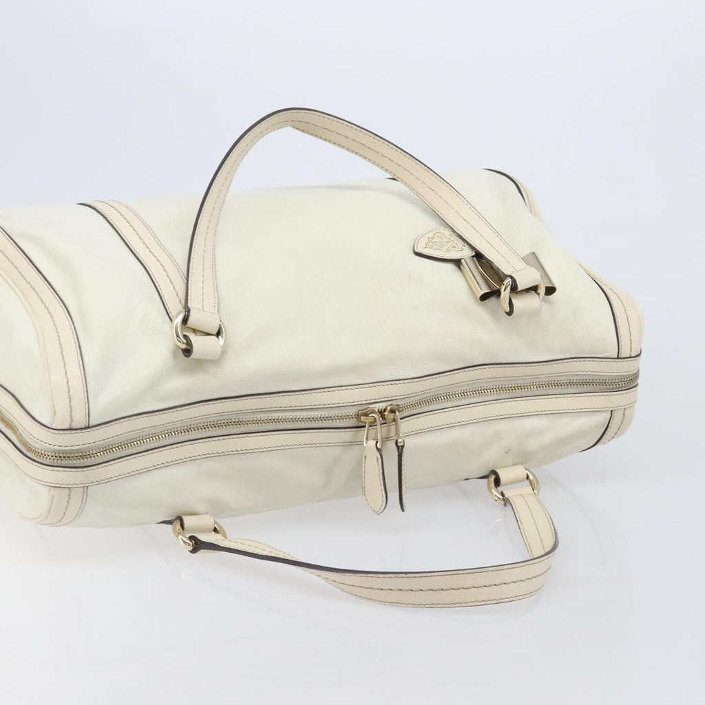 GUCCI Duchess Hysteria Hand Bag Leather White Gold 181488 Auth 210643
