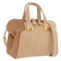 FENDI Chameleon Hand Bag Leather 2way Beige Gold F83 138 Auth 210647V