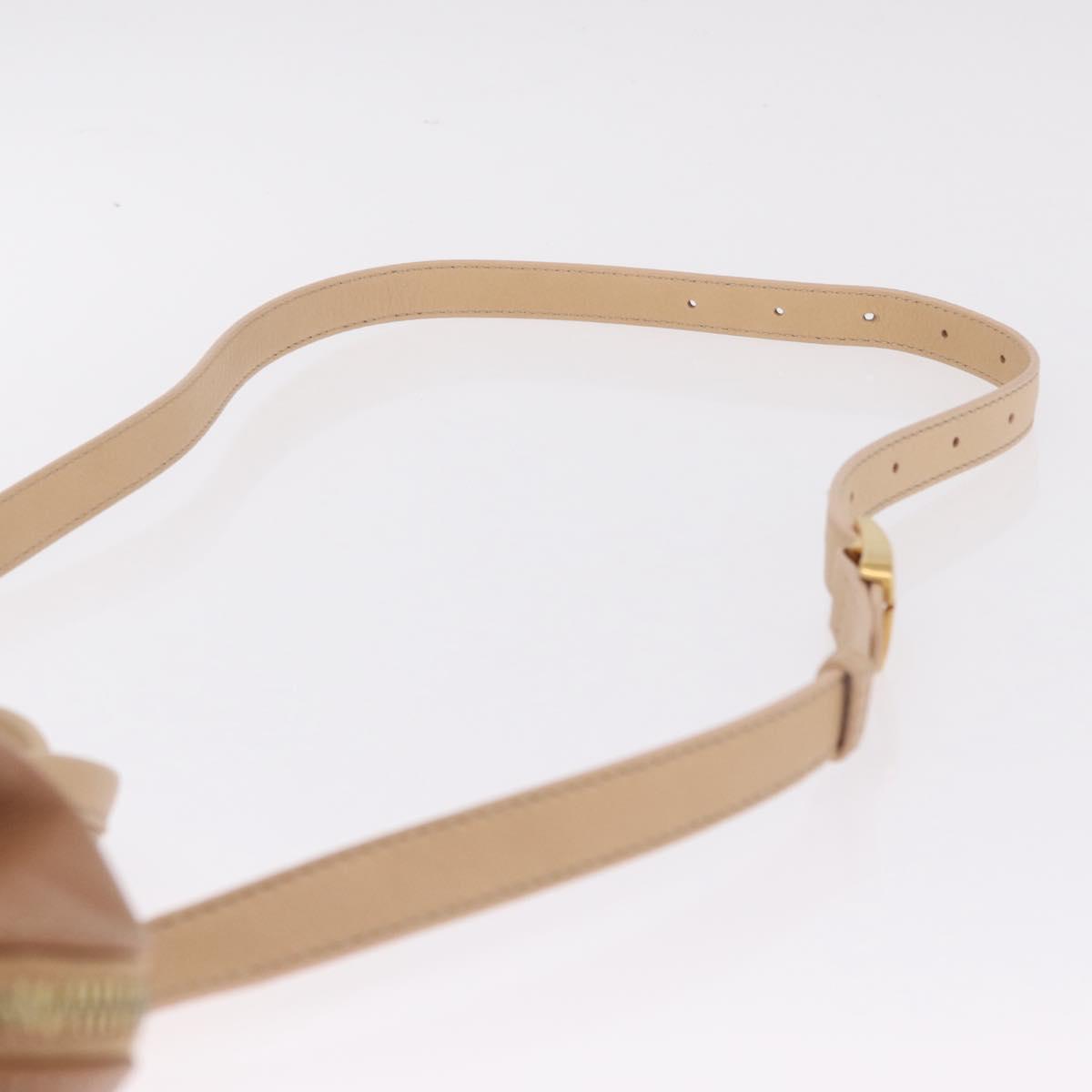 FENDI Chameleon Hand Bag Leather 2way Beige Gold F83 138 Auth 210647V