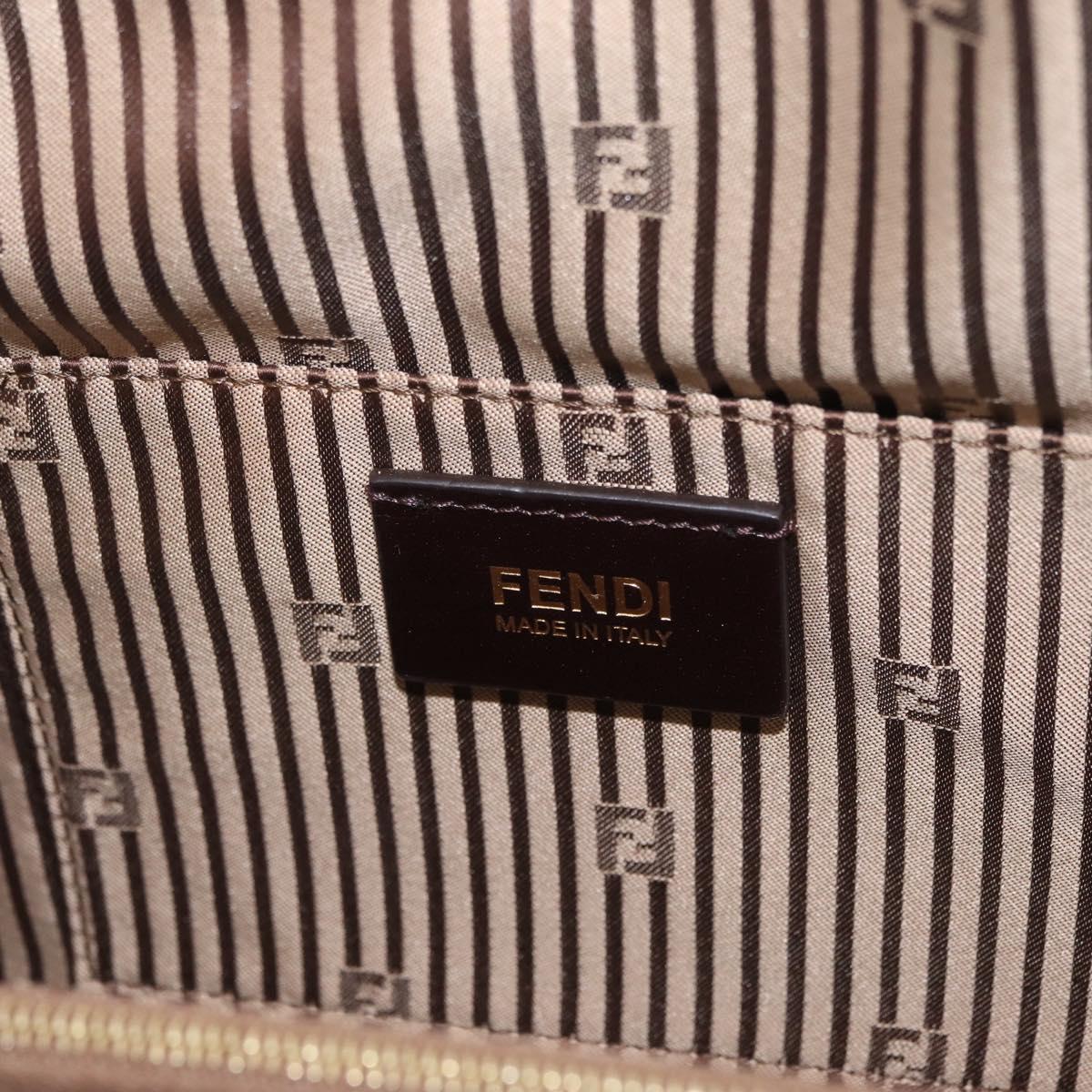 FENDI Chameleon Hand Bag Leather 2way Beige Gold F83 138 Auth 210647V