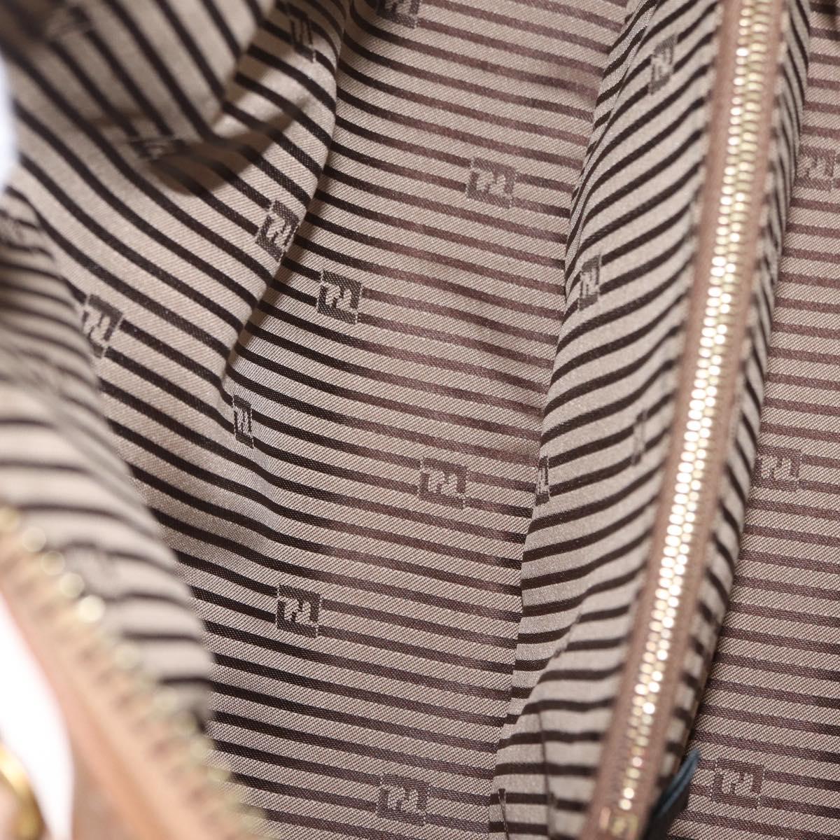 FENDI Chameleon Hand Bag Leather 2way Beige Gold F83 138 Auth 210647V