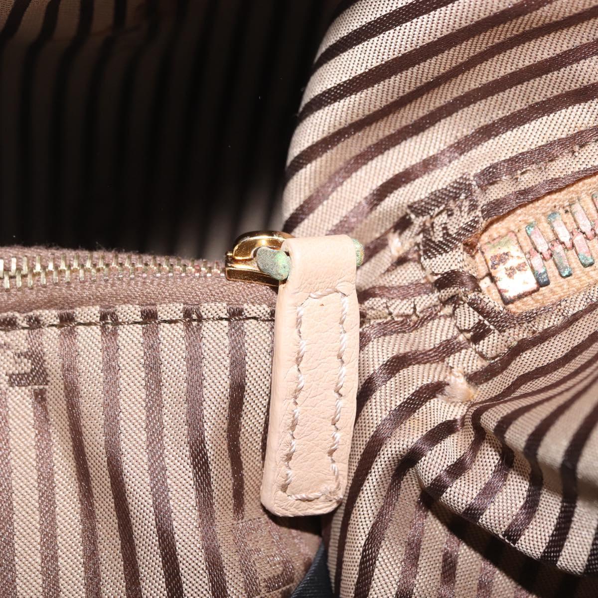 FENDI Chameleon Hand Bag Leather 2way Beige Gold F83 138 Auth 210647V