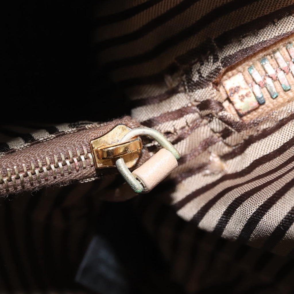 FENDI Chameleon Hand Bag Leather 2way Beige Gold F83 138 Auth 210647V