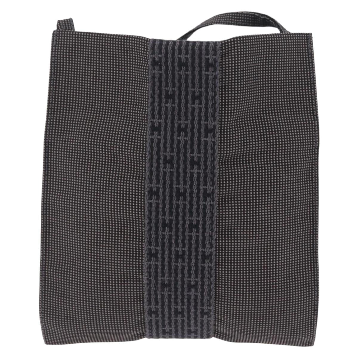 HERMES Her Line Pochette Shoulder Bag Canvas Gray Auth 210653A