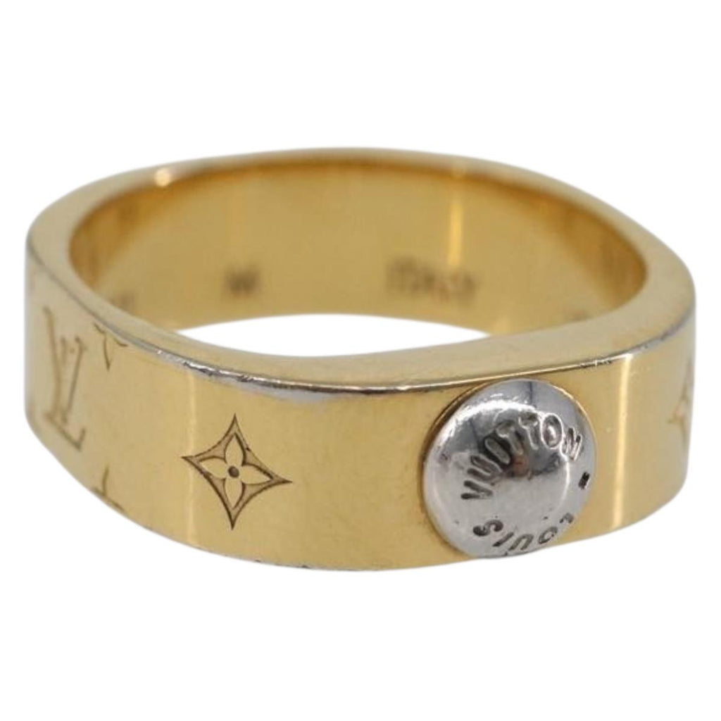 LOUIS VUITTON Nanogram Ring metal Gold LV Auth 210661