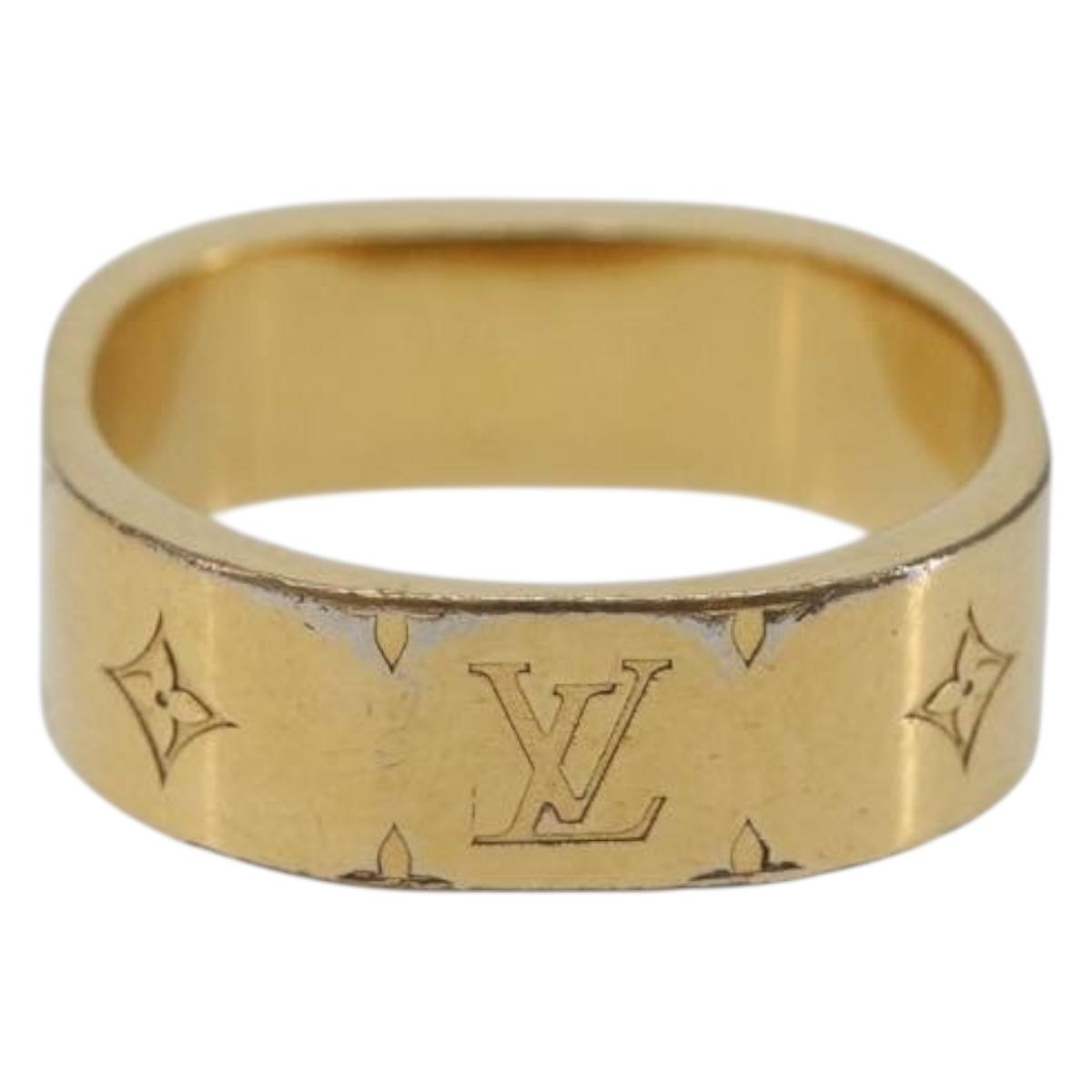 LOUIS VUITTON Nanogram Ring metal Gold LV Auth 210661