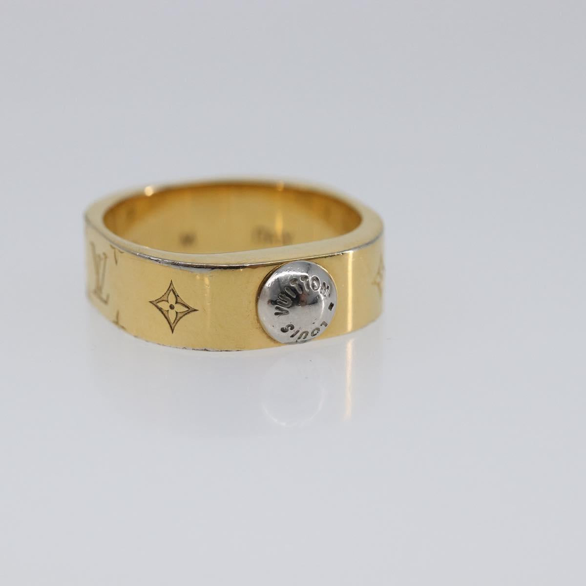 LOUIS VUITTON Nanogram Ring metal Gold LV Auth 210661