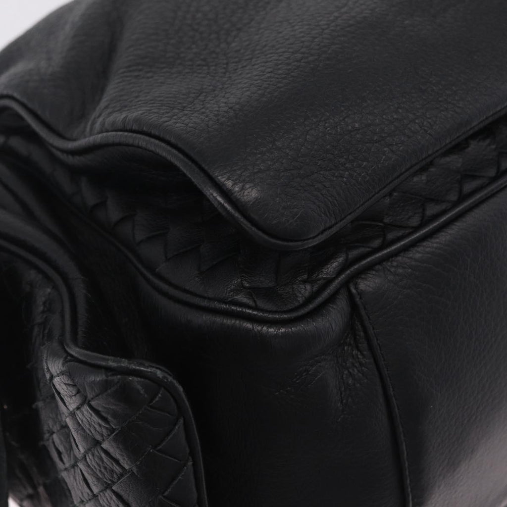 Bottega Veneta INTRECCIATO Hand Bag Leather Black 144413 Auth 210663V