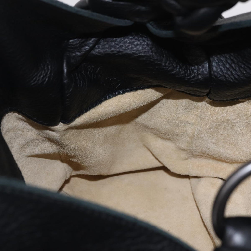 Bottega Veneta INTRECCIATO Hand Bag Leather Black 144413 Auth 210663V