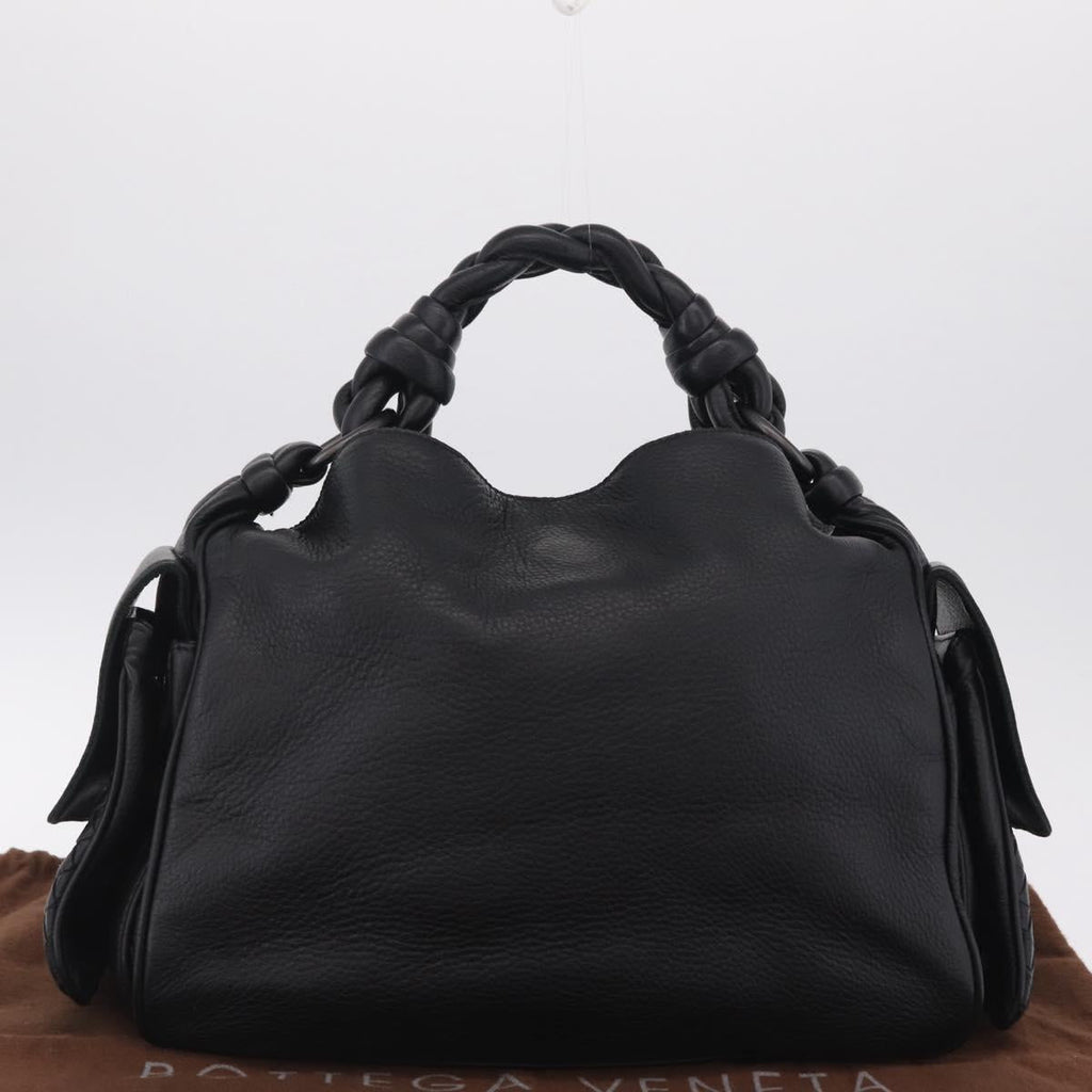 Bottega Veneta INTRECCIATO Hand Bag Leather Black 144413 Auth 210663V