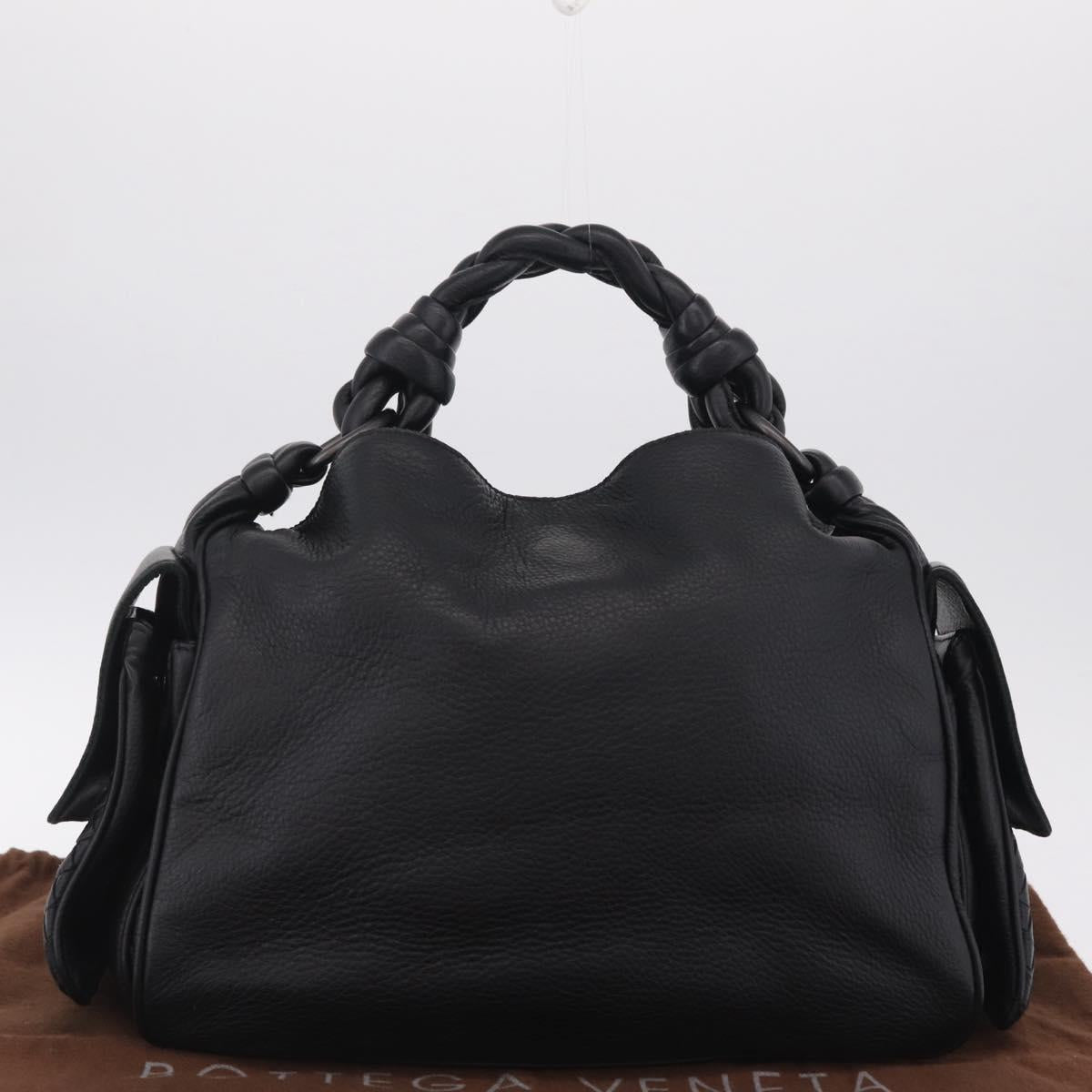 Bottega Veneta INTRECCIATO Hand Bag Leather Black 144413 Auth 210663V