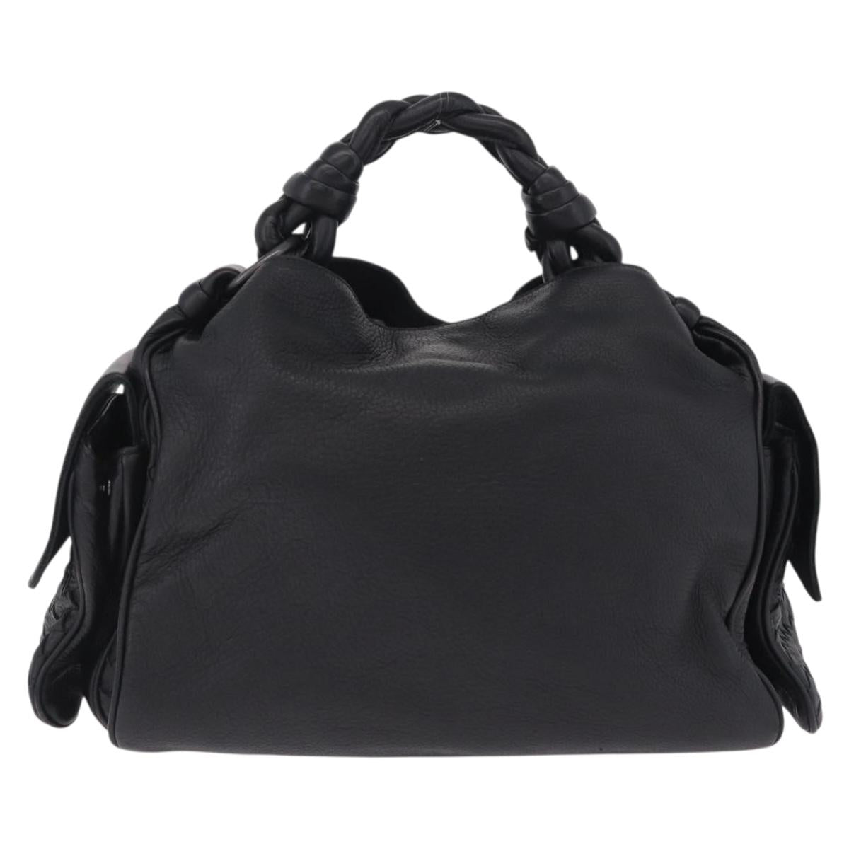 Bottega Veneta INTRECCIATO Hand Bag Leather Black 144413 Auth 210663V