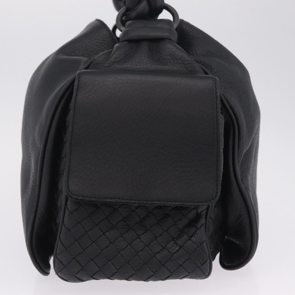 Bottega Veneta INTRECCIATO Hand Bag Leather Black 144413 Auth 210663V