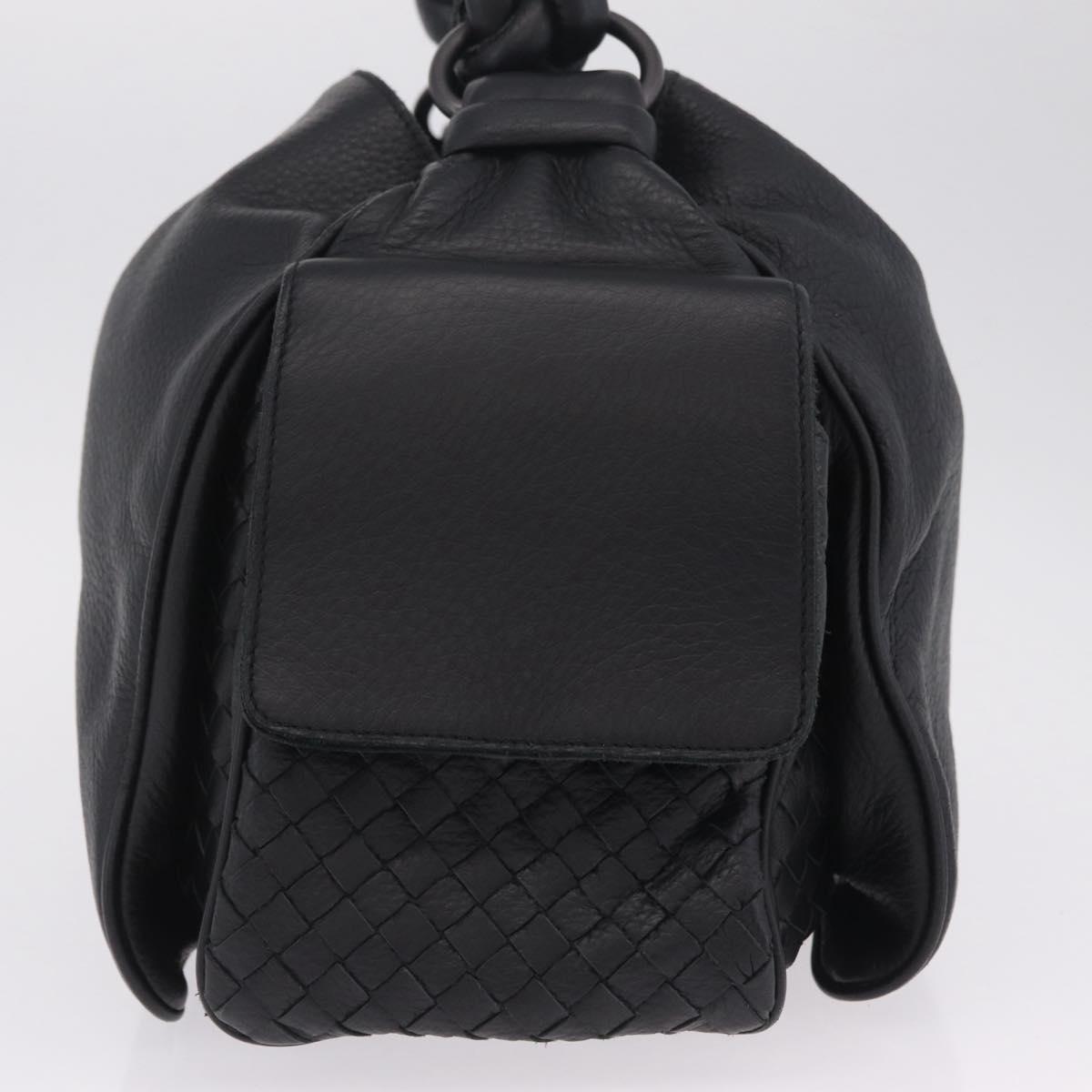 Bottega Veneta INTRECCIATO Hand Bag Leather Black 144413 Auth 210663V