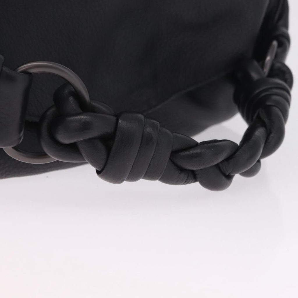 Bottega Veneta INTRECCIATO Hand Bag Leather Black 144413 Auth 210663V