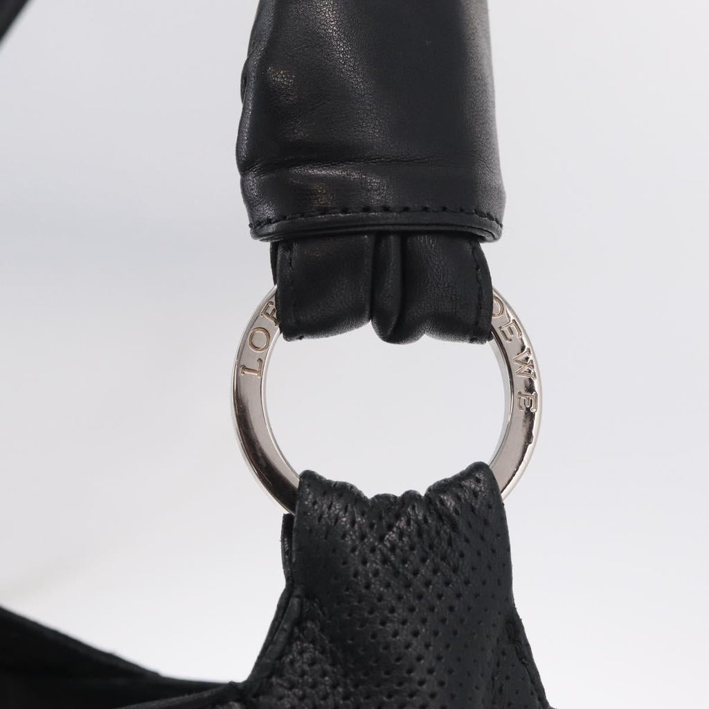 LOEWE Shoulder Bag Leather Black Silver Auth 210669A