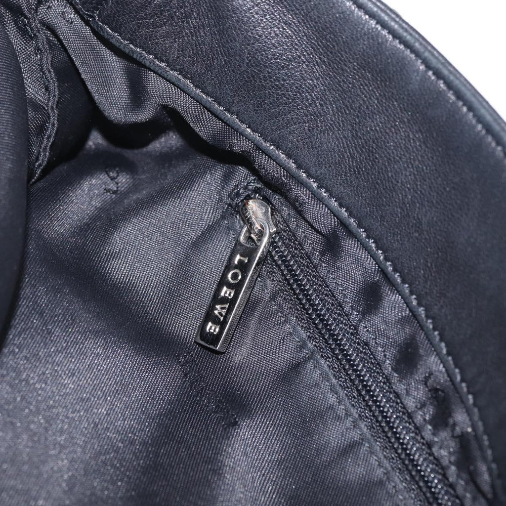 LOEWE Shoulder Bag Leather Black Silver Auth 210669A