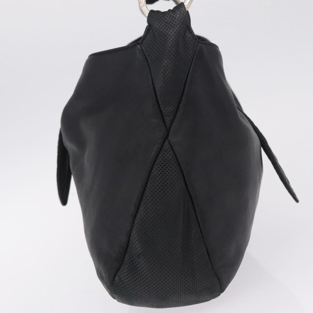 LOEWE Shoulder Bag Leather Black Silver Auth 210669A