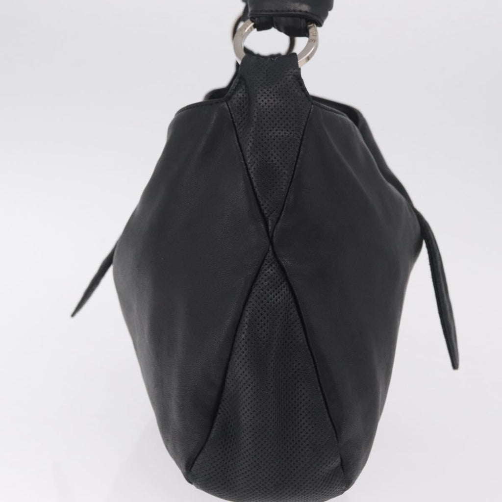 LOEWE Shoulder Bag Leather Black Silver Auth 210669A