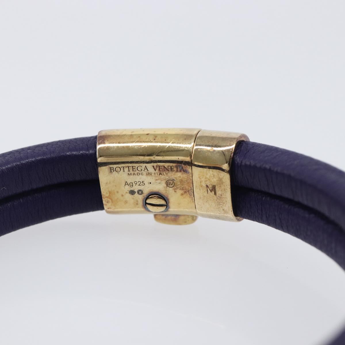 Bottega Veneta Bracelet Leather Purple Gold Auth 210678M