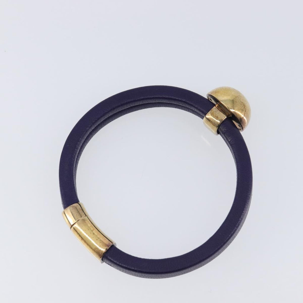 Bottega Veneta Bracelet Leather Purple Gold Auth 210678M
