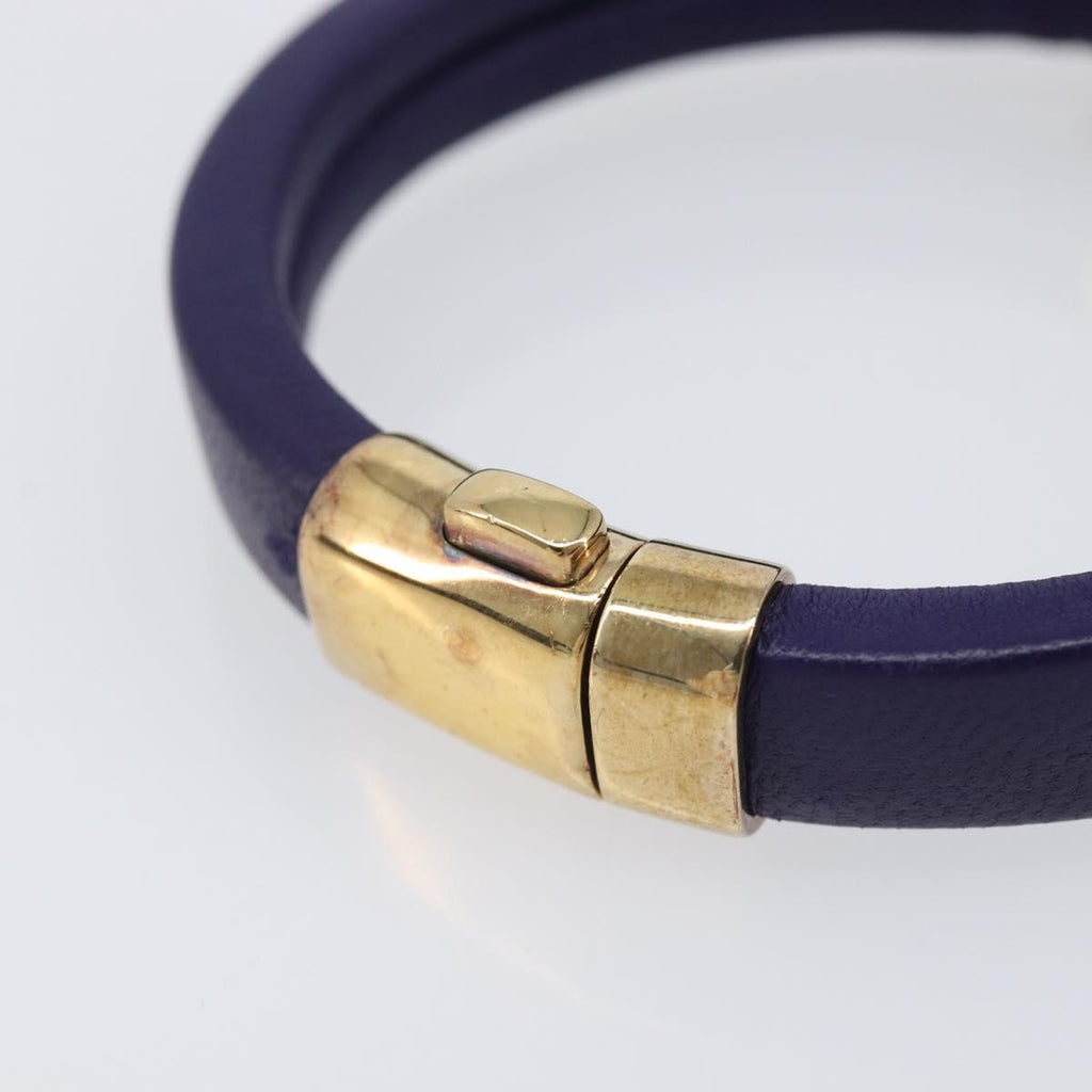 Bottega Veneta Bracelet Leather Purple Gold Auth 210678M