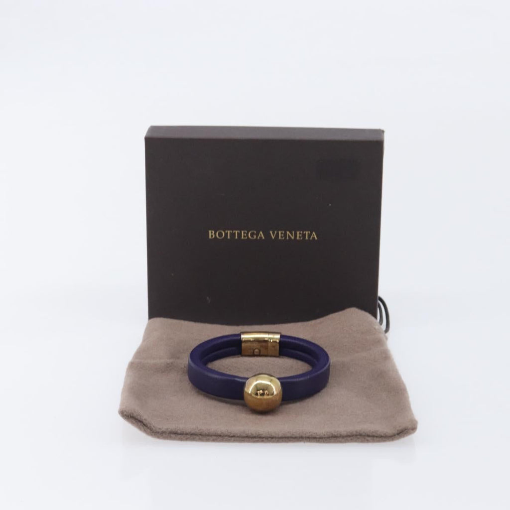 Bottega Veneta Bracelet Leather Purple Gold Auth 210678M
