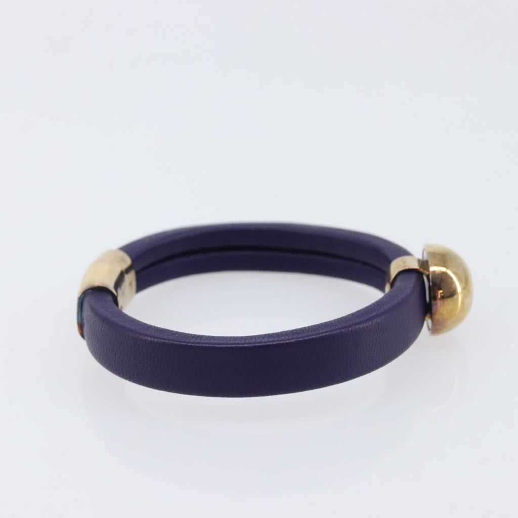 Bottega Veneta Bracelet Leather Purple Gold Auth 210678M