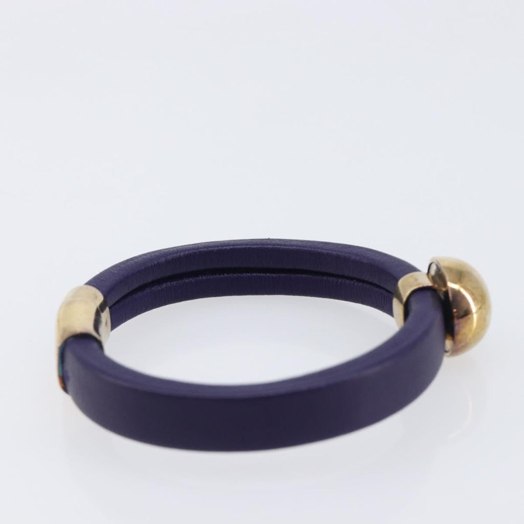 Bottega Veneta Bracelet Leather Purple Gold Auth 210678M