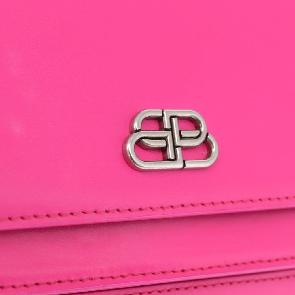 Balenciaga Sharp Shoulder Bag Leather Pink Silver 594988 Auth 210691M
