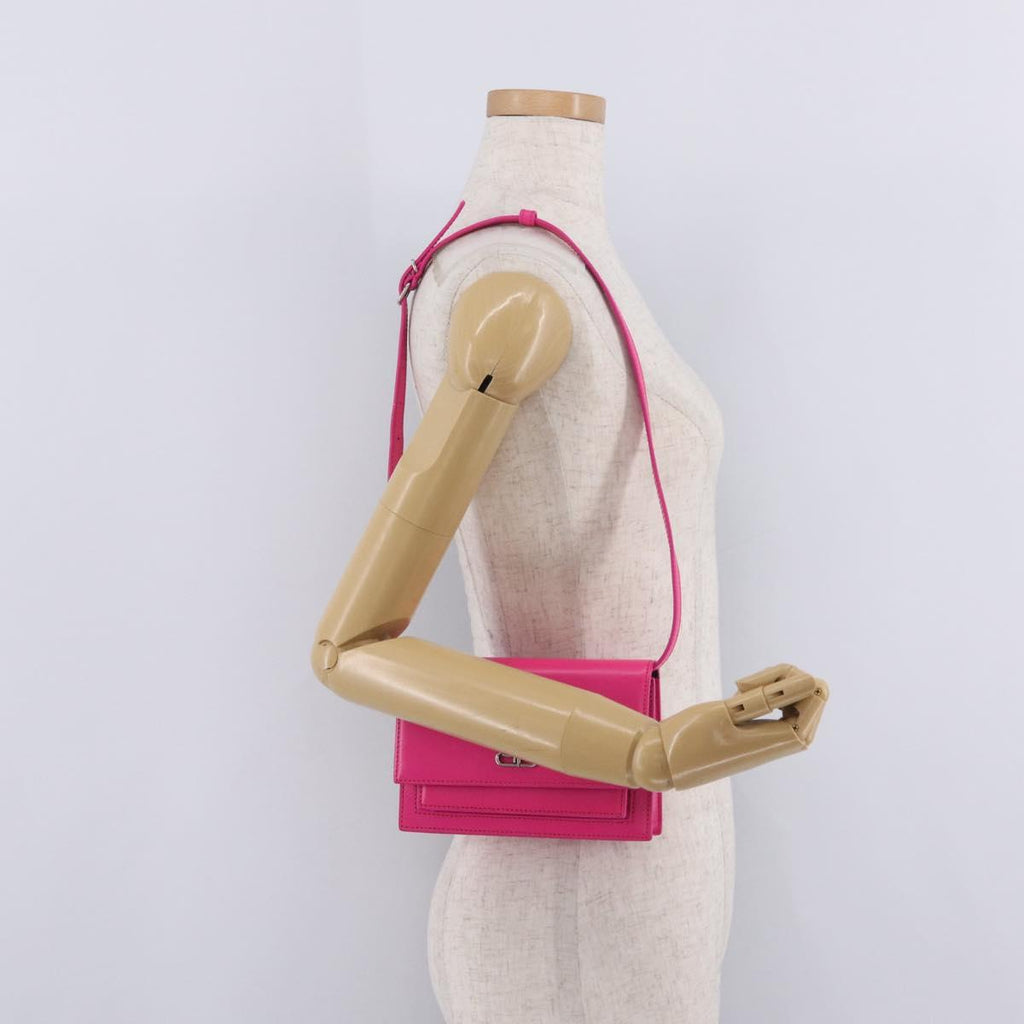Balenciaga Sharp Shoulder Bag Leather Pink Silver 594988 Auth 210691M