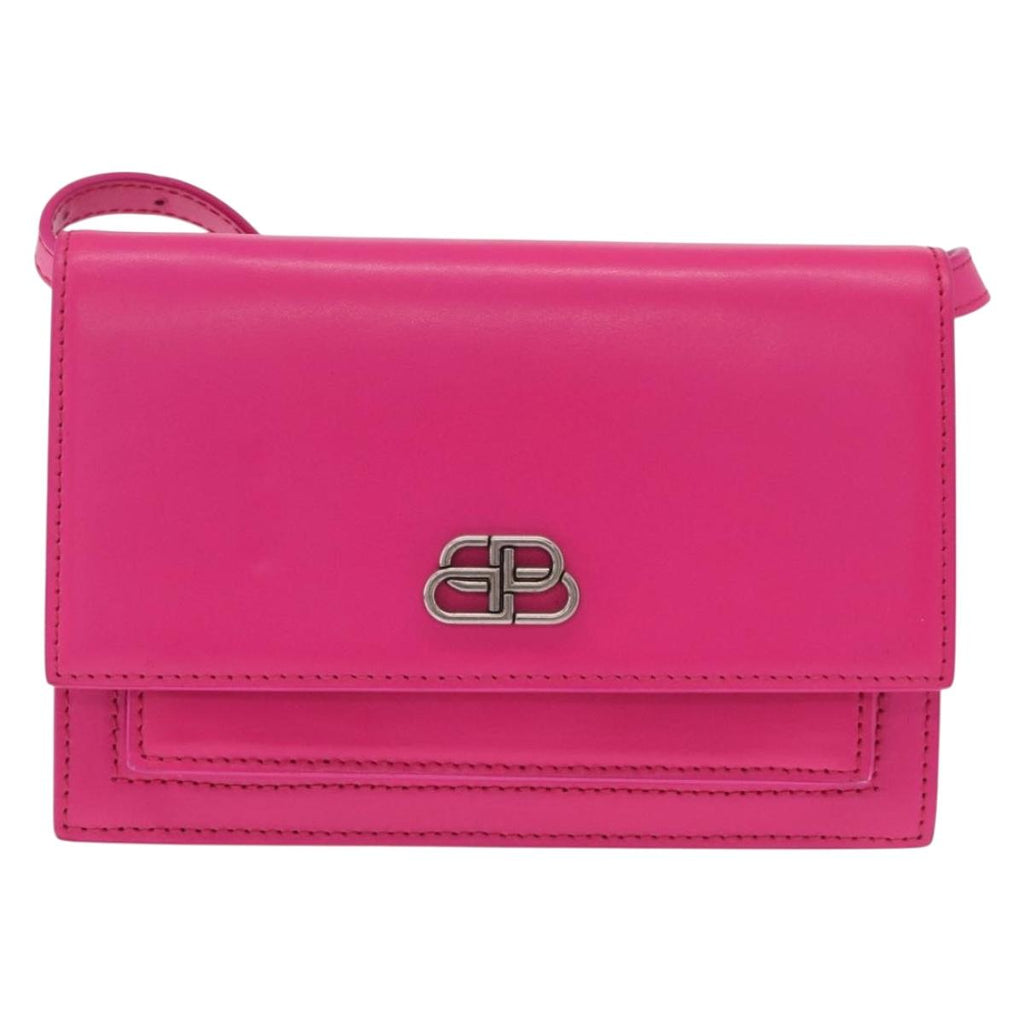 Balenciaga Sharp Shoulder Bag Leather Pink Silver 594988 Auth 210691M
