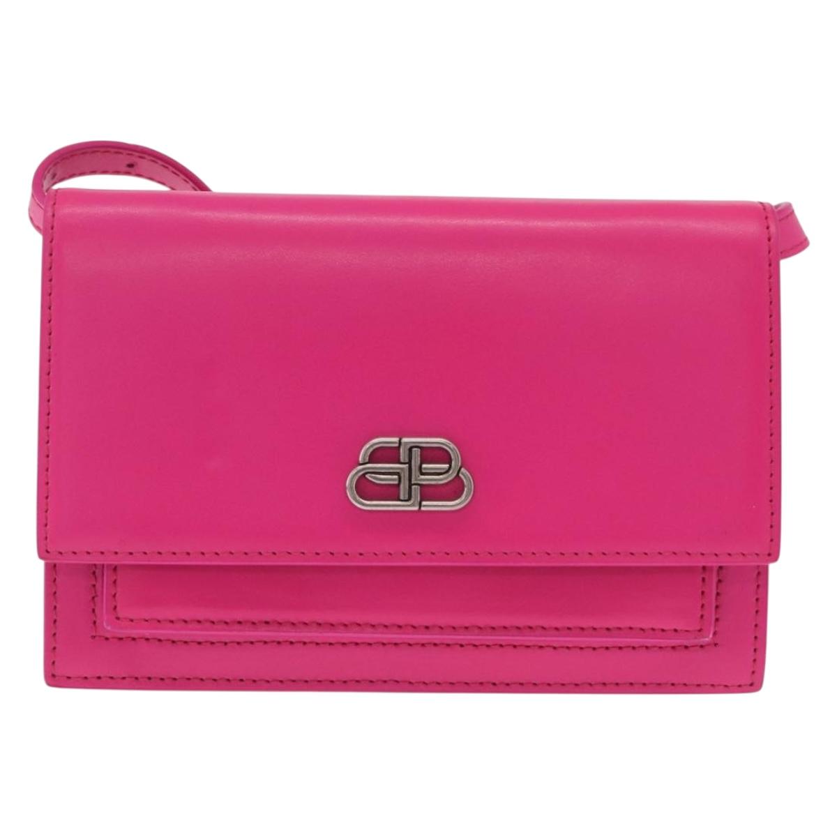 Balenciaga Sharp Shoulder Bag Leather Pink Silver 594988 Auth 210691M
