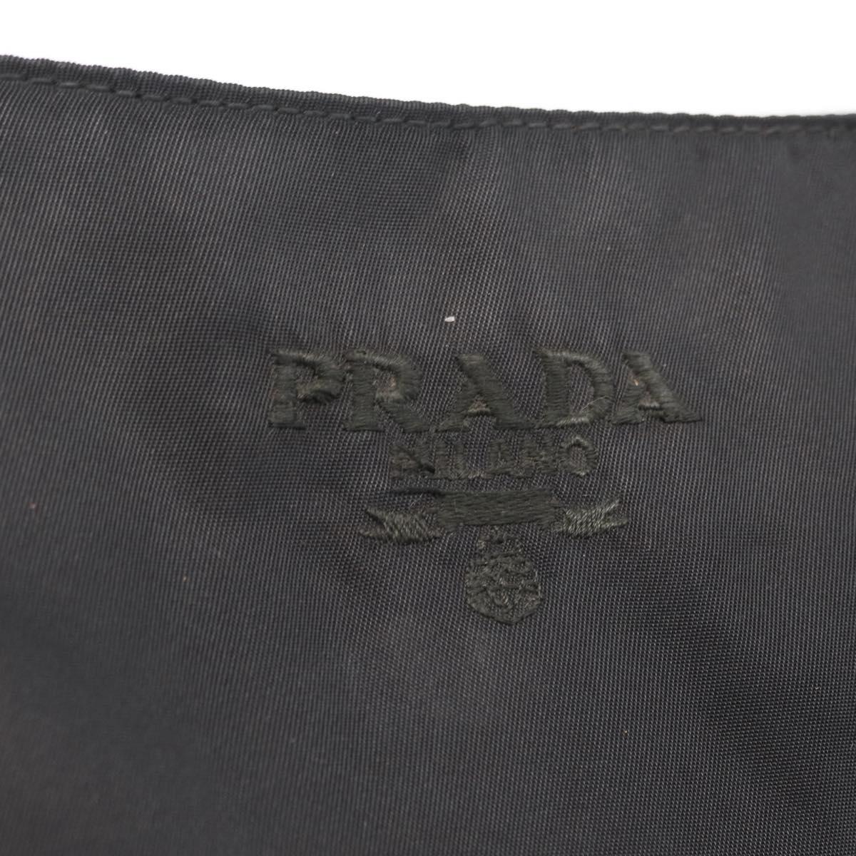 PRADA Plastic Chain Shoulder Bag Nylon Black Silver Auth 210743A