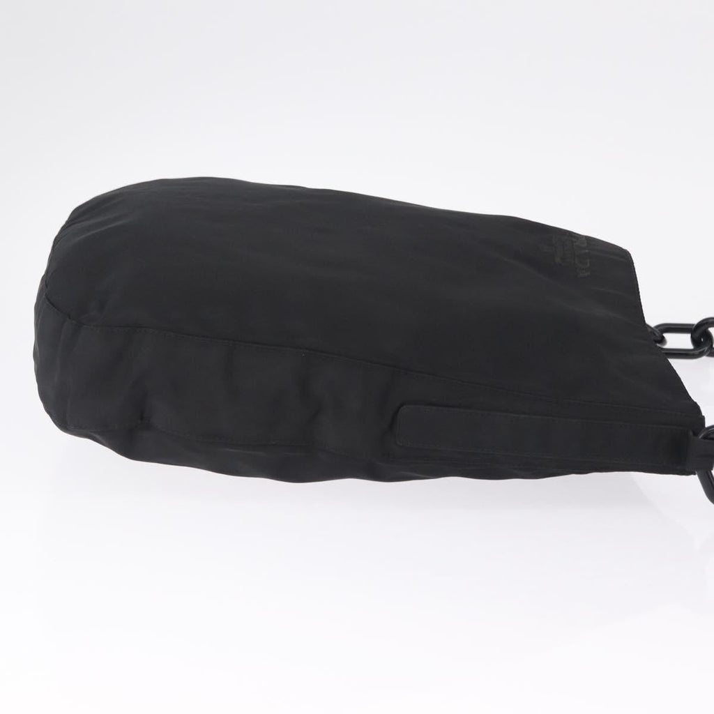 PRADA Plastic Chain Shoulder Bag Nylon Black Silver Auth 210743A
