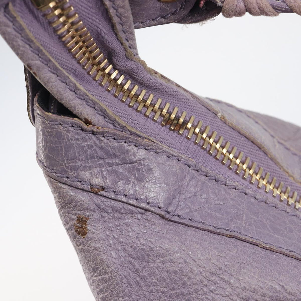 Balenciaga Giant Day Shoulder Bag Leather Purple Gold 285437 Auth 210764V
